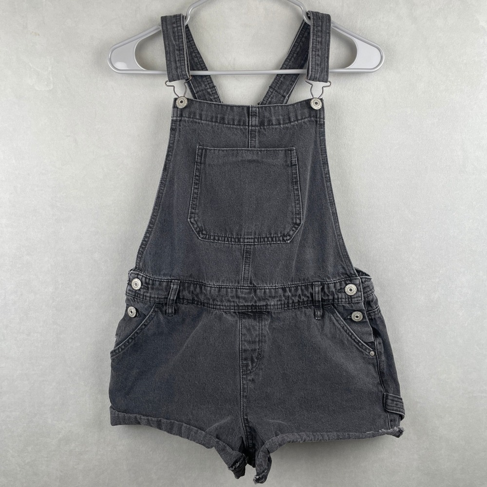 Wallflower Washed Black Denim Shortalls Carpenter Overalls Hammer Loop S/M READ